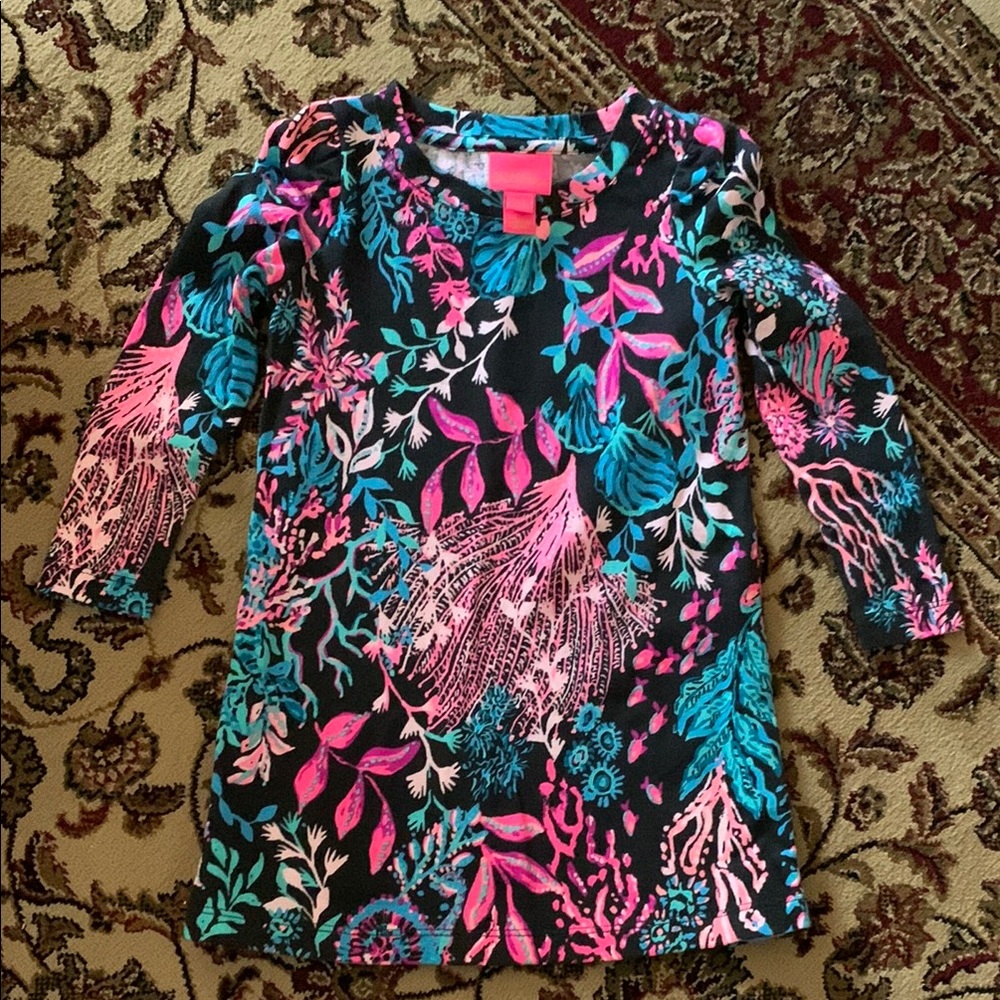 Lilly Pulitzer Kids Dress - Black with Pink and Blue Coral